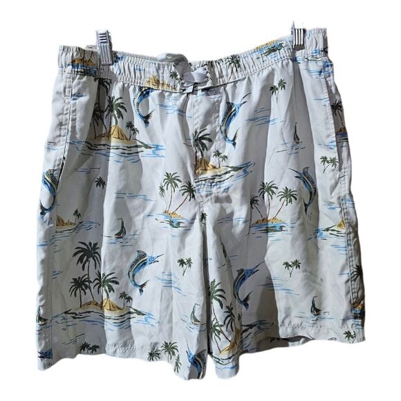 ACADEMY Sporting Goods Swordfish Palm Trees Swim Trunks - Size Large - Picture 1 of 6